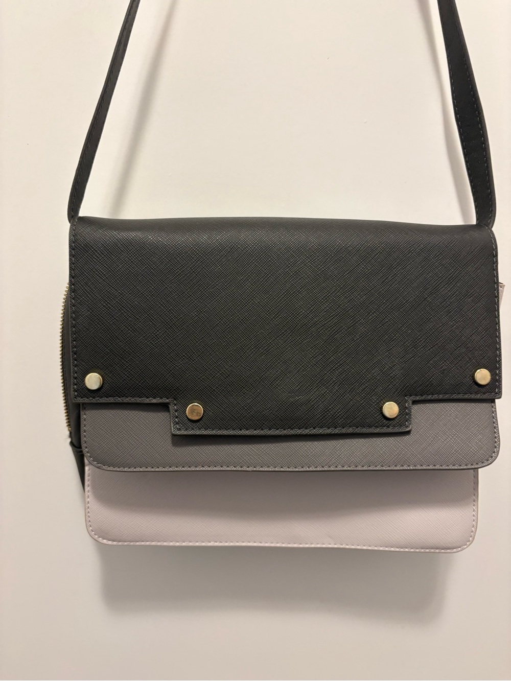 H&M Tricolor Crossbody Bag in Black, Gray & Pink